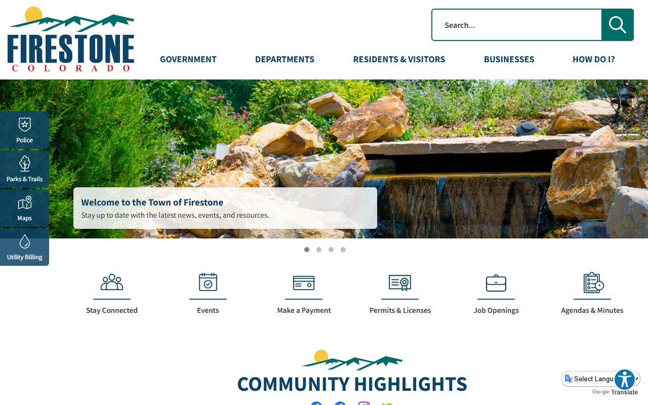 Town of Firestone official website homepage