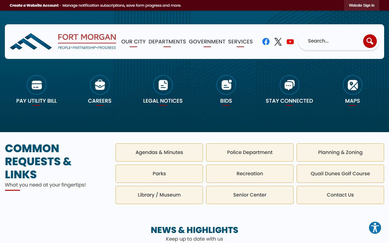 City of Fort Morgan official website homepage