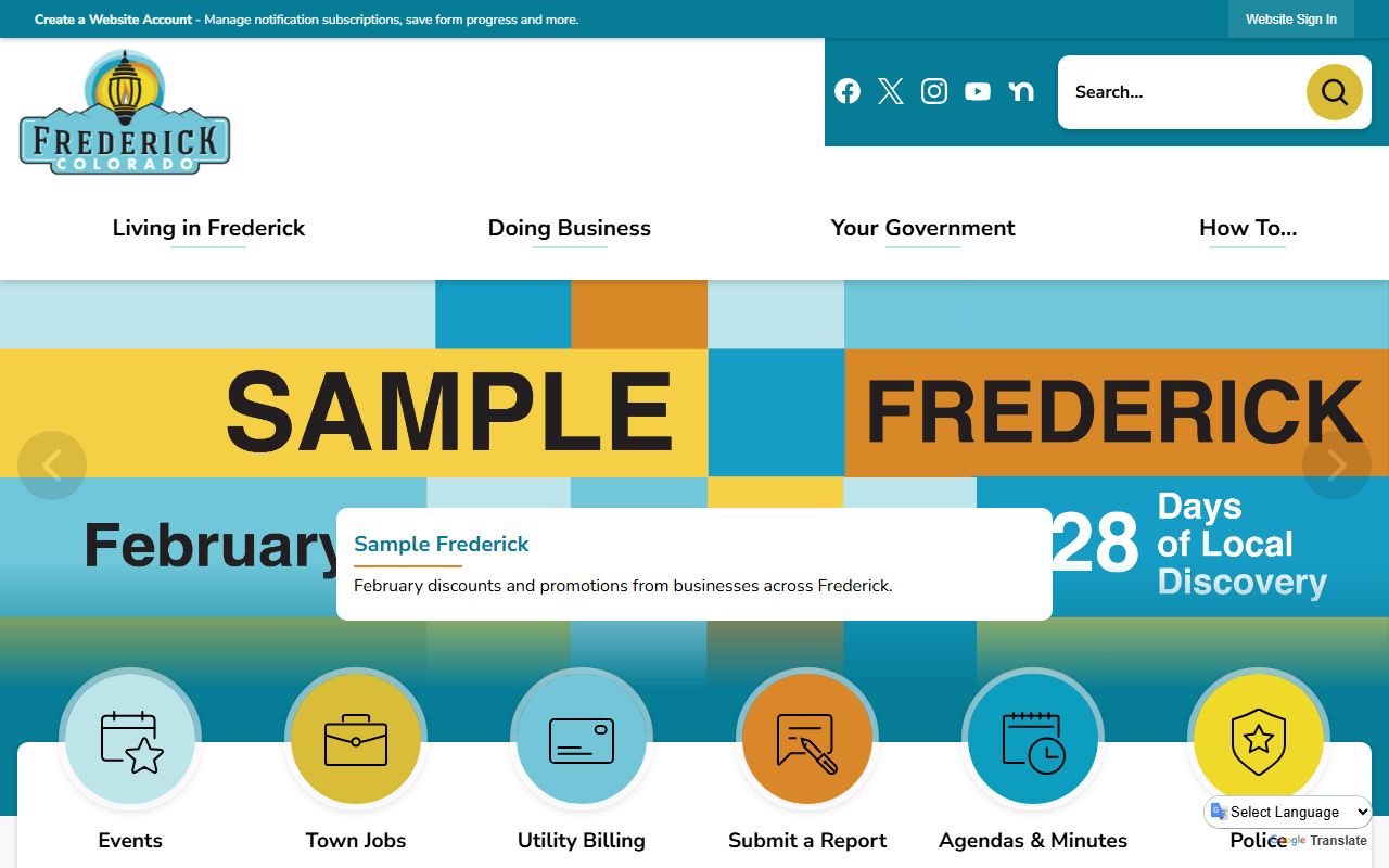 Town of Frederick official website homepage