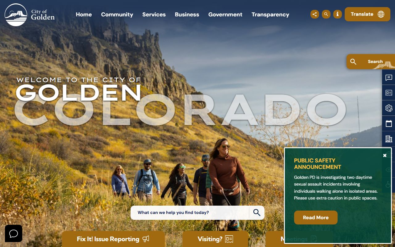 City of Golden official website homepage