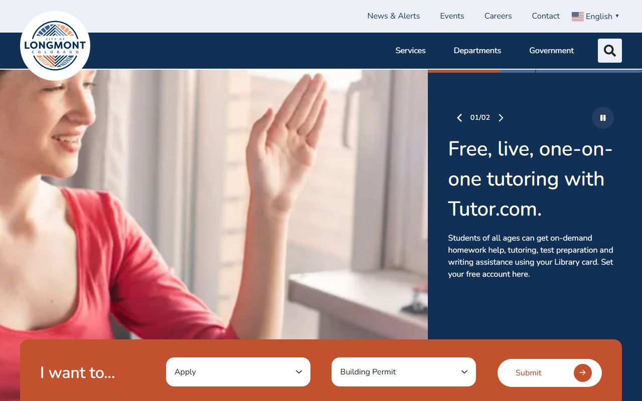 Longmont Colorado city website homepage