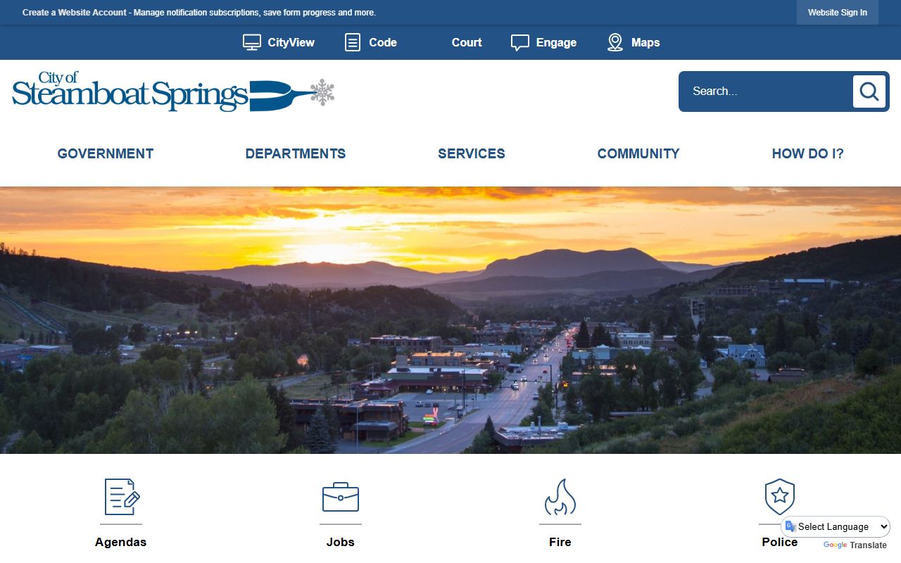 Steamboat Springs city homepage with local resources