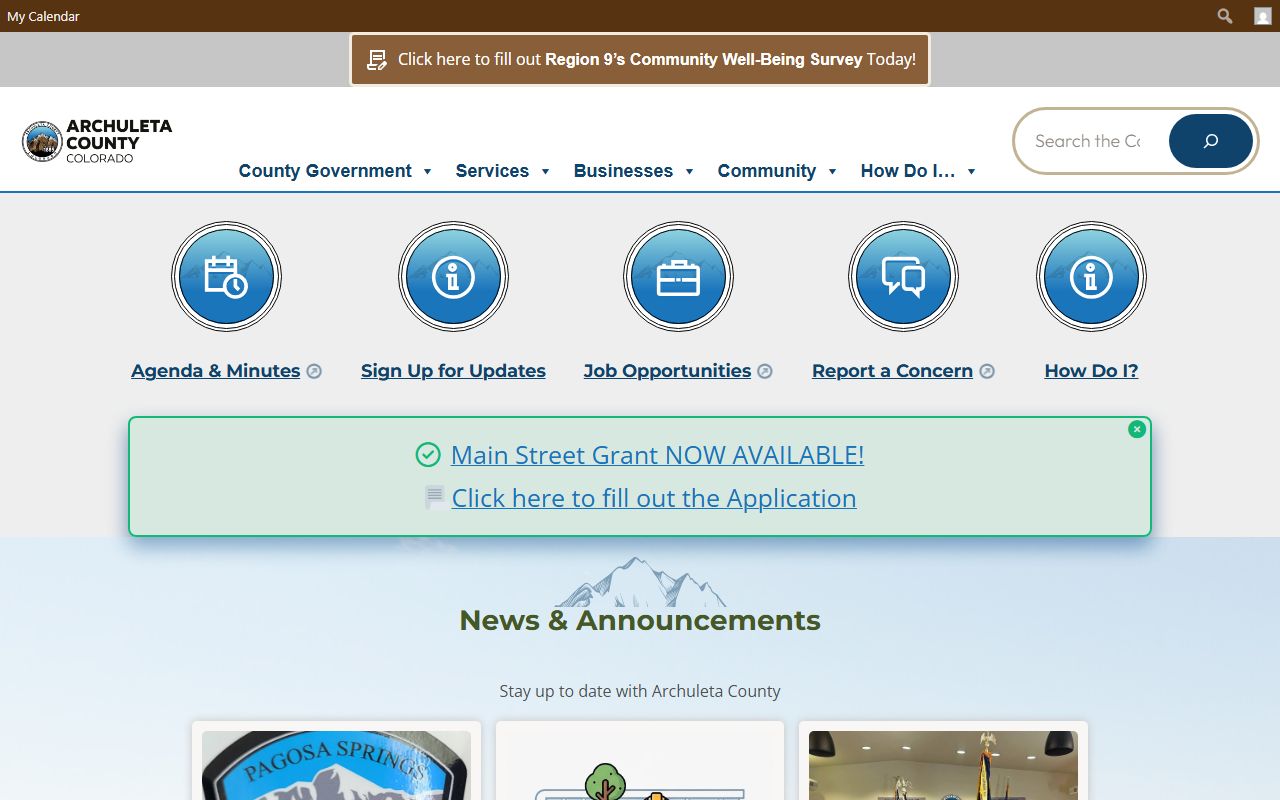 Archuleta County official website homepage