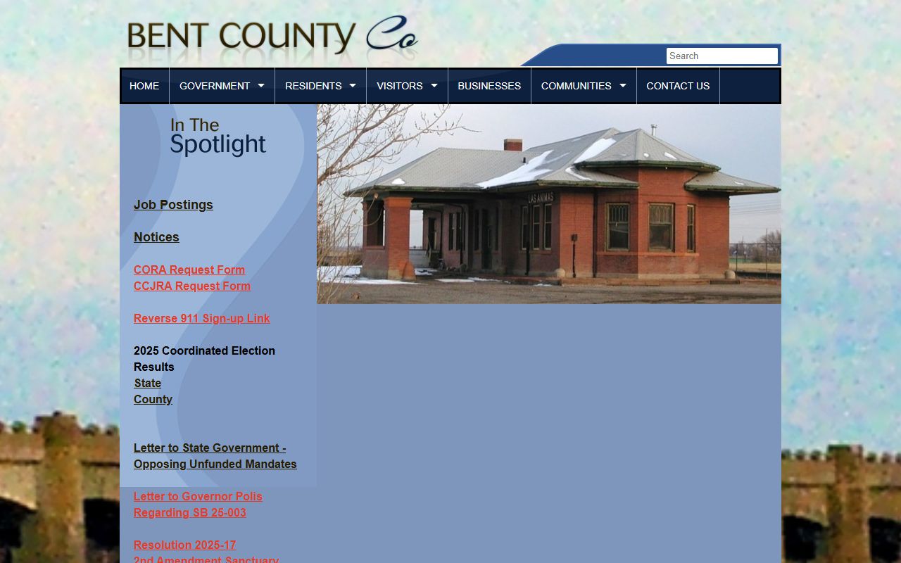 Bent County official website homepage