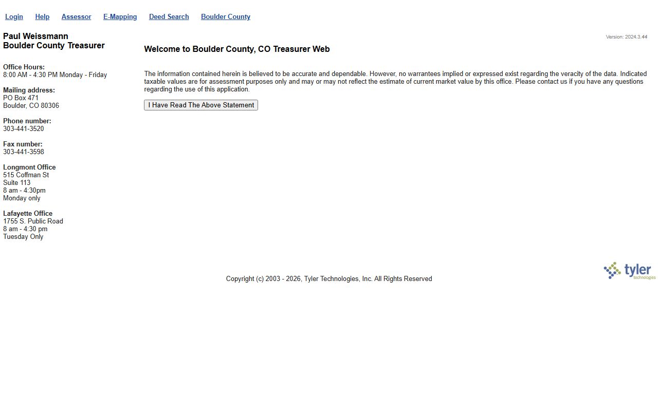 Boulder County online property tax payment system