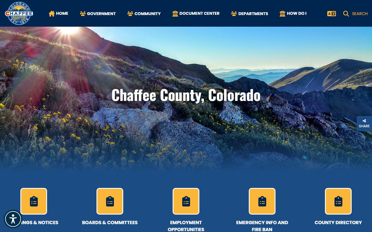 Chaffee County official website homepage