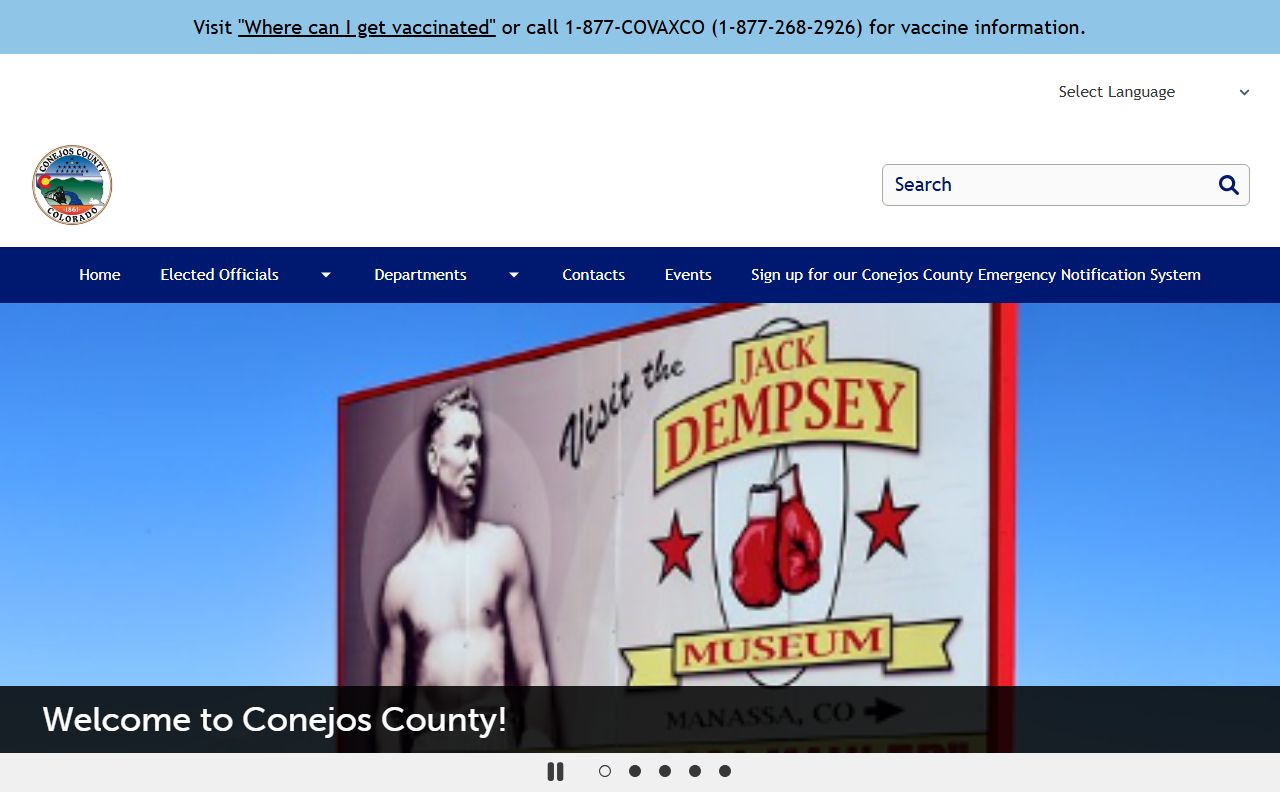 Conejos County official website homepage