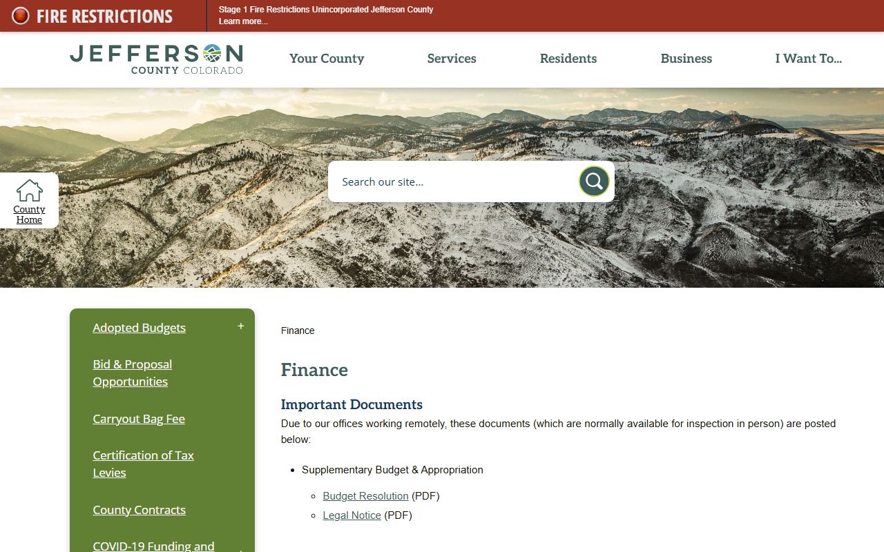 Jefferson County Finance Division information